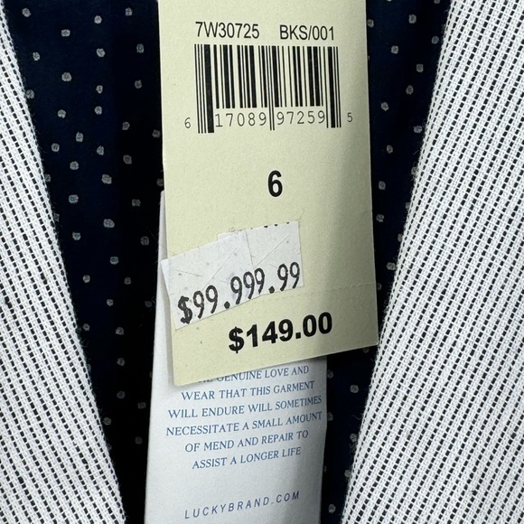 Lucky Brand Lightweight Stripped White Blue Button Closure Jacket size 6 NWT - Picture 5 of 11